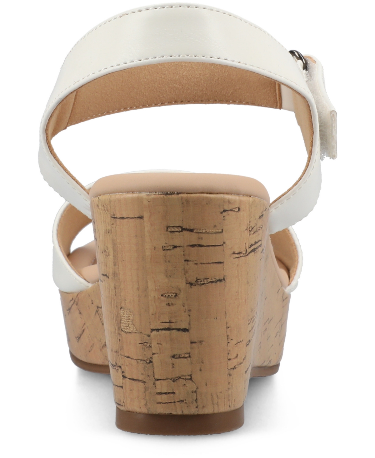 Journee Collection Ranae Platform Wedge Cork Sandal In White