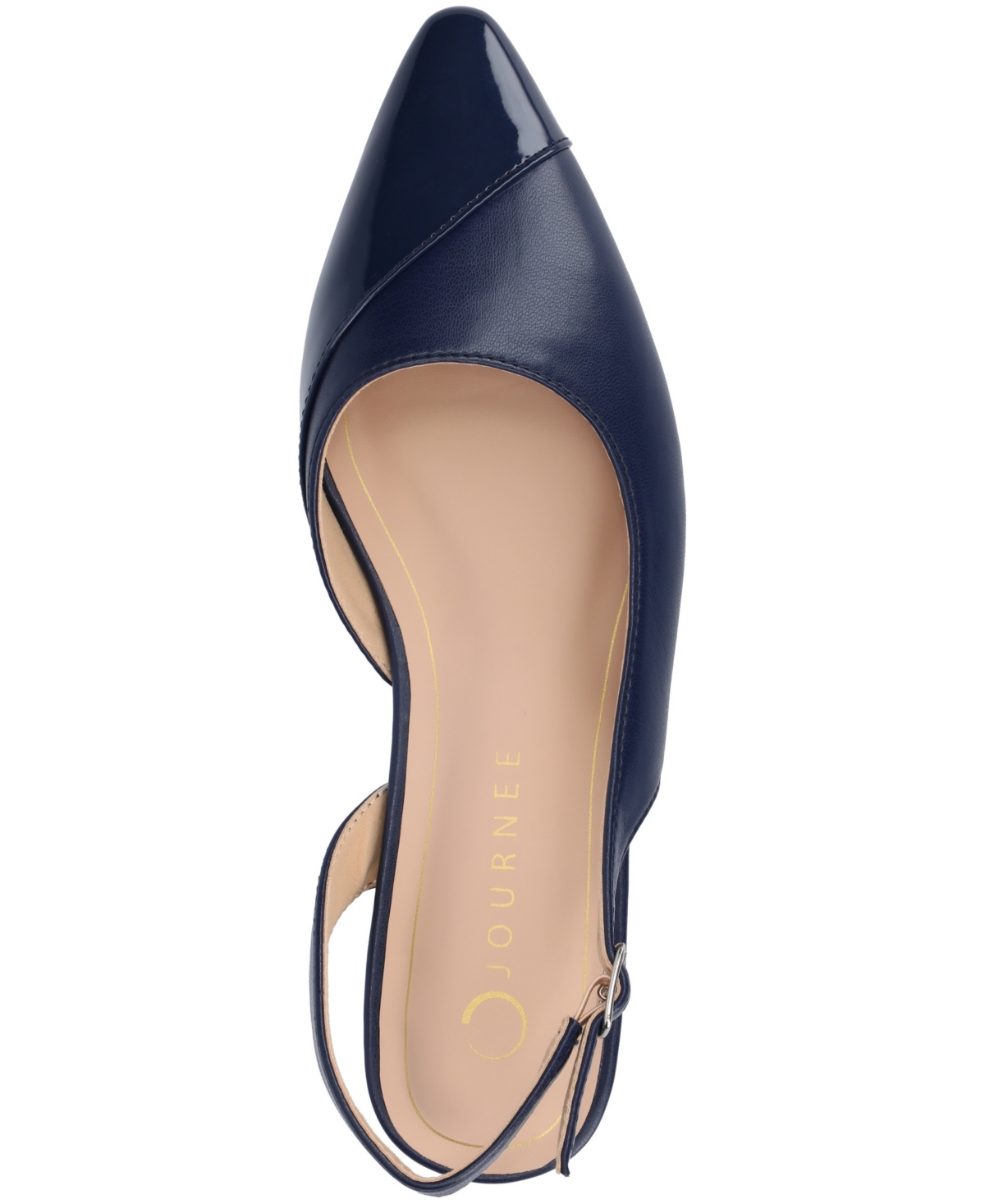 Shop Journee Collection Women's Daphnne Slingback Pointed Cap Toe Flats In Navy