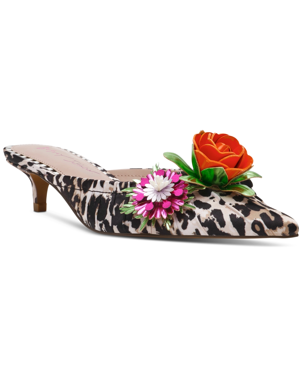 Shop Betsey Johnson Women's Abigayl Floral Dress Mules In Leopard Multi