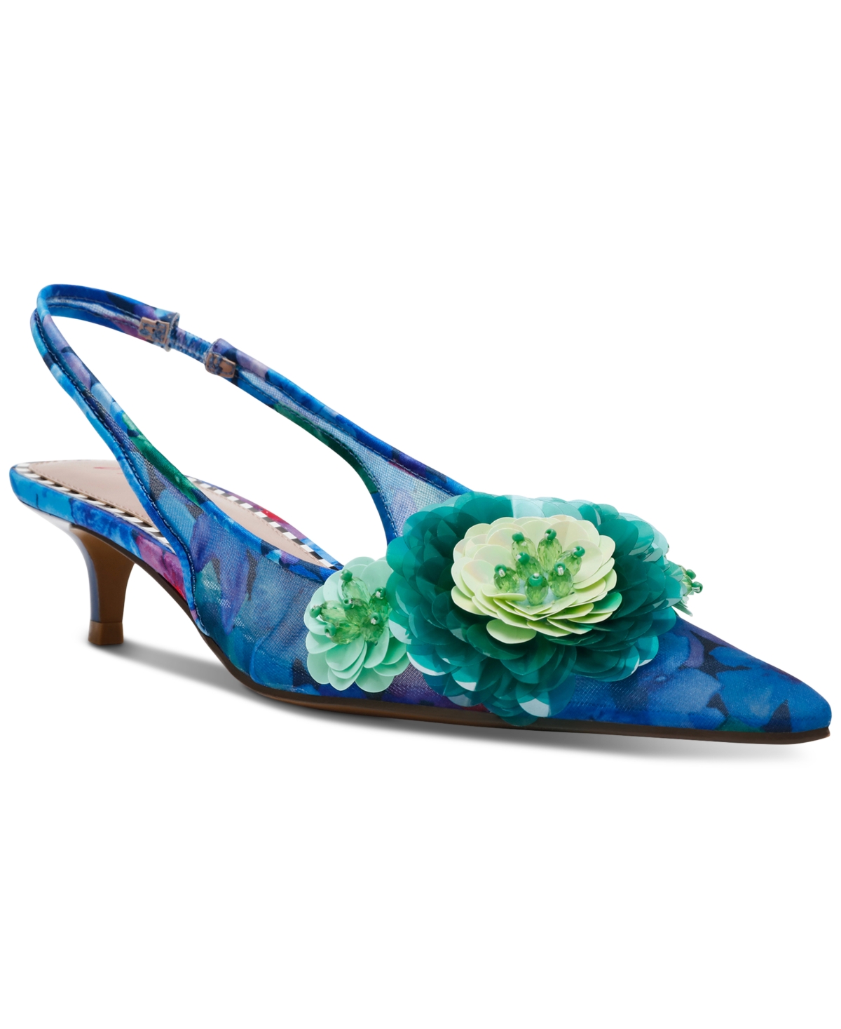 Shop Betsey Johnson Women's Audree Floral Mesh Slingback Pumps In Blue Floral