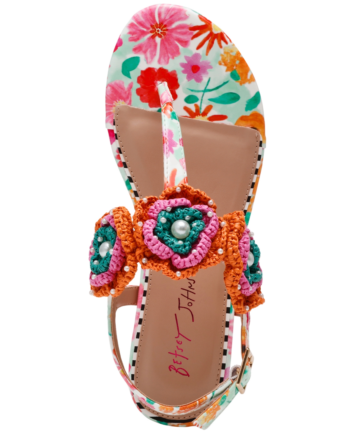 Betsey Johnson Women's Cindii Crochet Thong Slide Sandals In White Multi