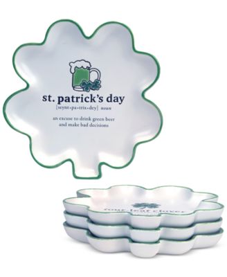 St. Patrick's Day Shamrock Tidbit Plates, Set of 4