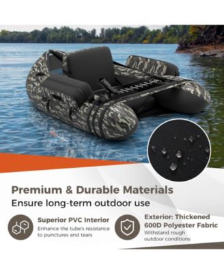 Inflatable Fishing Float Tube with Pump Storage Pockets and Fish Ruler