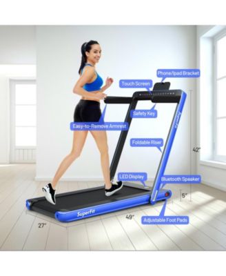 2.25 HP 2-in-1 Folding Walking Pad Treadmill with Dual Display and App Control