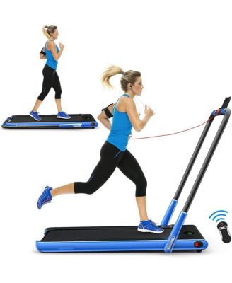 2.25 HP 2-in-1 Folding Walking Pad Treadmill with Remote Control and LED Display