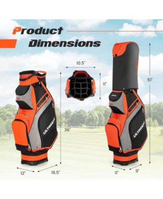 10.5 Inch Golf Cart Bag with 14 Way Dividers and 7 Zippered Pockets