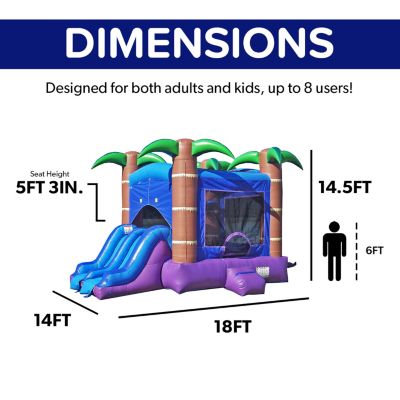 HeroKiddo Enchanted Forest Commercial Grade Inflatable Bounce House & Dual Lane Water Slide Combo (No Blower Included)