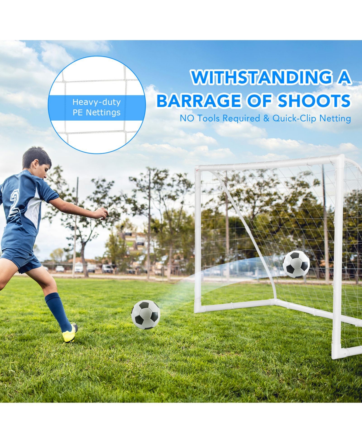 Kuyotq Soccer Goal with Strong Pvc Frame and High-Strength Netting