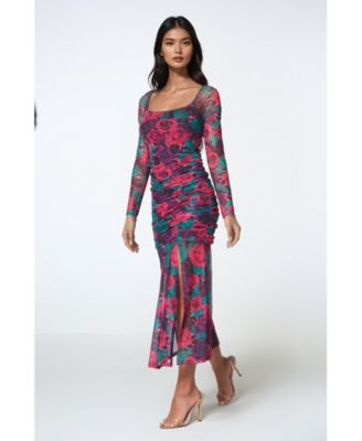 Women's Mesh Open Back Midi Dress