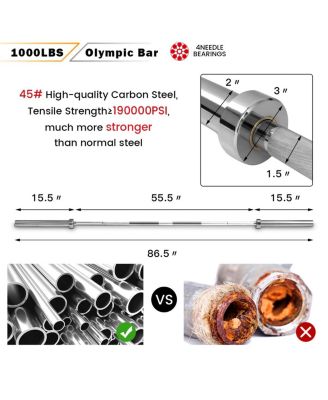 1000 lbs Weight Lifting Barbell Multipurpose Chromed Weight Bar