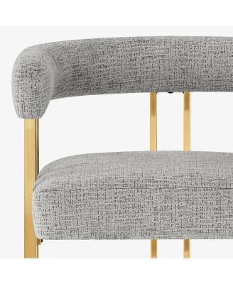 25'' Counter Height Stool with Gold Metal Legs, Chenille Upholstery, Curved Back and Armrest, 1 Unit-Maison Boucle