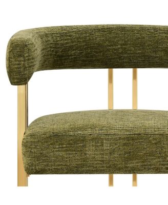 25'' Counter Height Stool with Gold Metal Legs, Chenille Upholstery, Curved Back and Armrest, 1 Unit-Maison Boucle