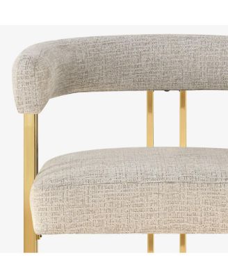 25'' Counter Height Stool with Gold Metal Legs, Chenille Upholstery, Curved Back and Armrest, 1 Unit-Maison Boucle