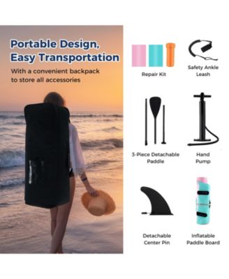 10 Feet Inflatable Stand up Paddle Board with 3 Fins and Adjustable Paddle