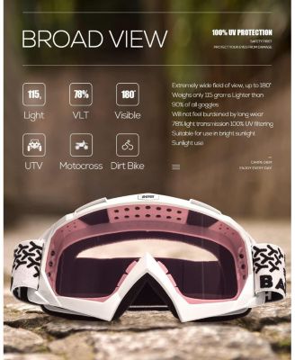 Dirt Bike ATV Goggles Motorcycle Gear Riding Motocross Dirtbike 4-Wheeler MX DH Accessories Goggles Glasses for Men Women Youth UV400 Protection Dust-proof Anti-Slip Strap