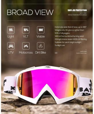 Dirt Bike ATV Goggles Motorcycle Gear Riding Motocross Dirtbike 4-Wheeler MX DH Accessories Goggles Glasses for Men Women Youth UV400 Protection Dust-proof Anti-Slip Strap