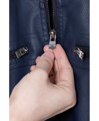 Boys Hooded Moto PU Leather Jacket With Lining