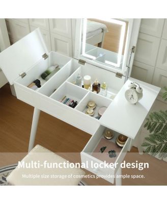 Vanity Table Set with LED Mirror – Modern Makeup Desk with Storage for Bedroom or Dressing Room