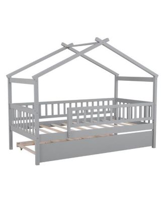 Wooden House Bed for Playful and Functional Kids' Bedroom Design