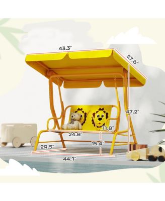 Kids Patio Swing, 2-Seater Outdoor Porch Swing Chair,