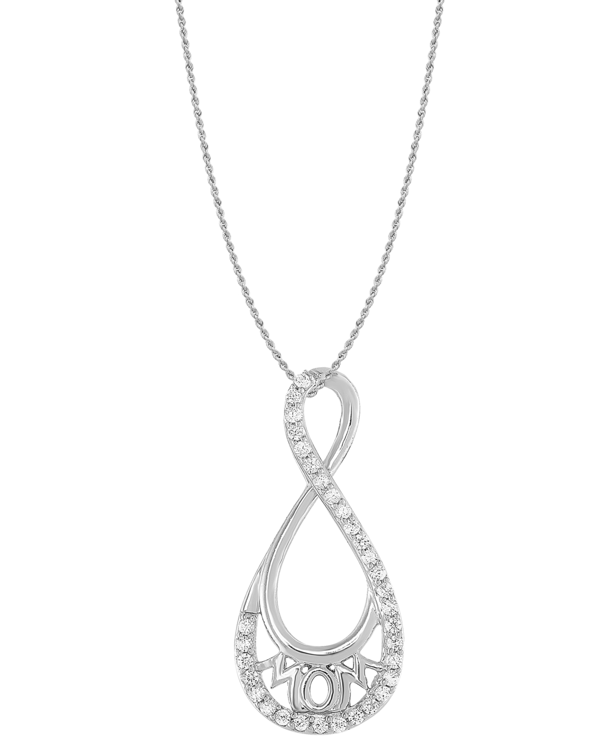 Shop Macy's Diamond Mom Pendant Necklace (1/6 Ct. T.w.) In 10k White Gold