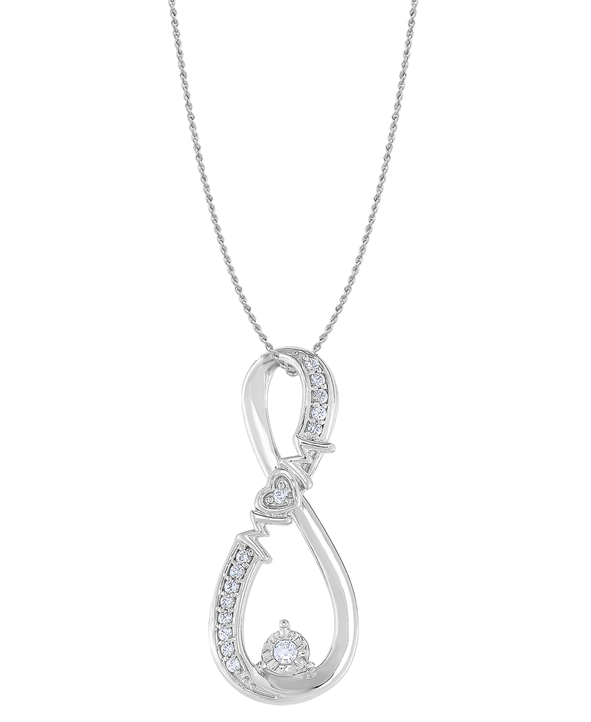 Macy's Diamond Mom Pendant Necklace (1/10 Ct. T.w.) In 10k White Gold In White Gold