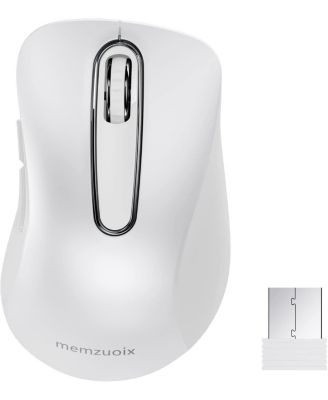 2.4G Wireless Mouse,Ergonomic Mouse Pad with Wrist Support for Laptop, PC, Desktop, MacBook(White Mouse + Pad)