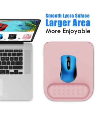 2.4G Wireless Mouse,Ergonomic Mouse Pad with Wrist Support for Laptop, PC, Desktop, MacBook(White Mouse + Pad)