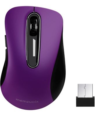 2.4G Wireless Mouse,Ergonomic Mouse Pad with Wrist Support for Laptop, PC, Desktop, MacBook(Purple Mouse + Pad)