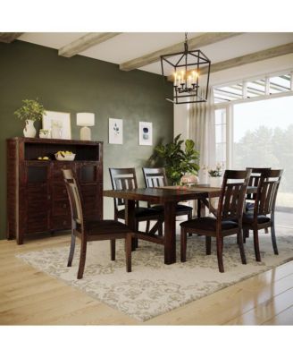 Distressed Rustic Solid Acacia Upholstered Slat-back Dining Chair (Set of 2)