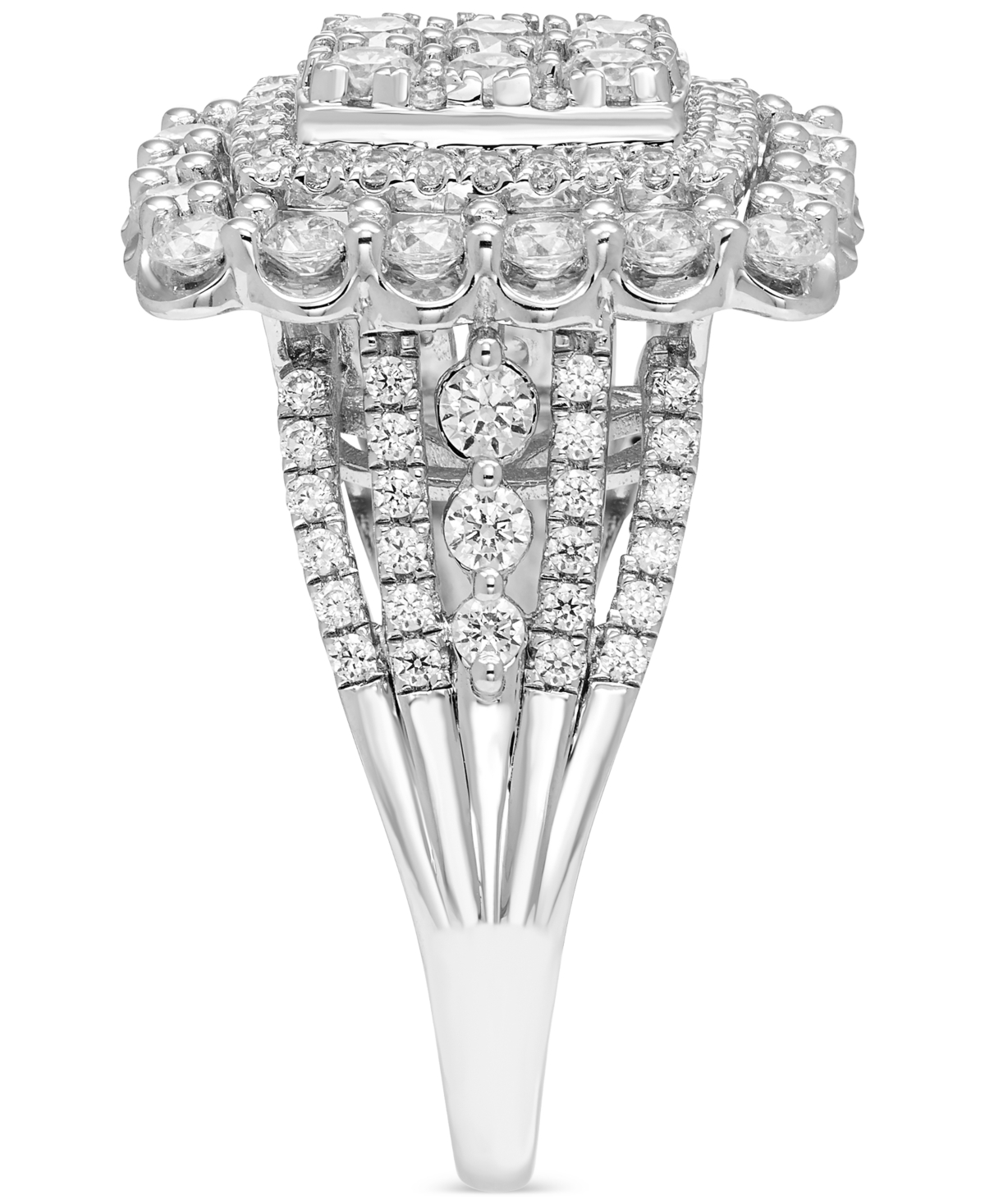 Macy's Diamond Multi Halo Emerald Shaped Cluster Ring (2 Ct. T.w.) In 14k White Gold In White Gold