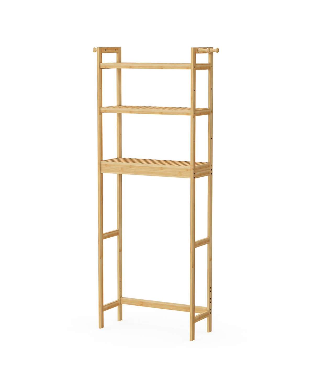 Over The Toilet Storage Rack Bathroom Organizer with 3 Tier Adjustable Height Shelf - Natural