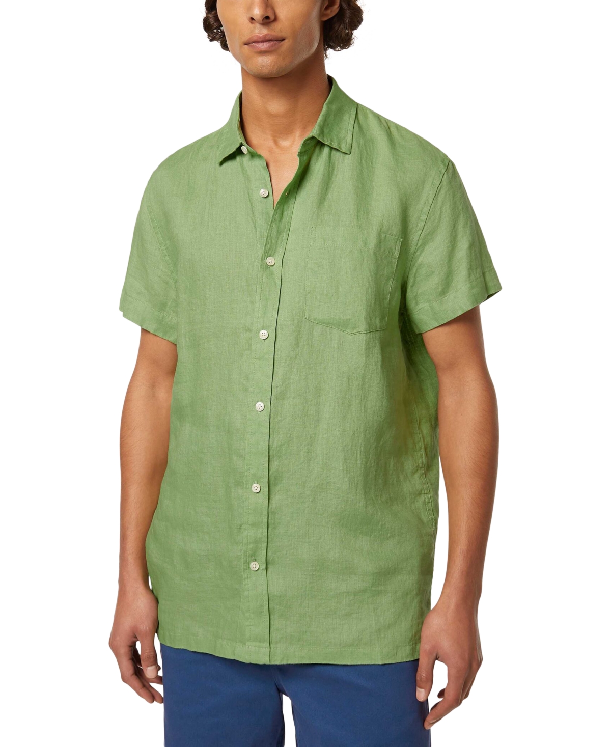 Scotch & Soda Short Sleeve Linen Button-up Shirt In Pistachio