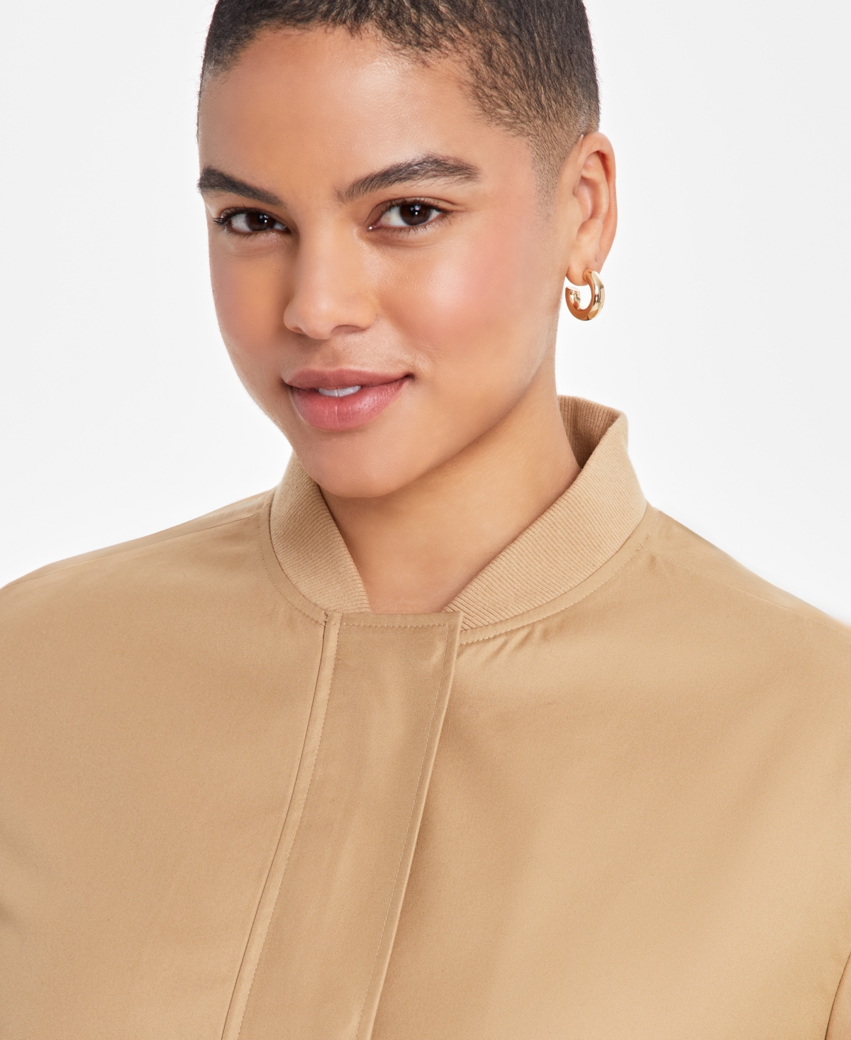 On 34th Trendy Plus Size Twill Bubble-hem Bomber Jacket, Exclusively At Macy's In Swiss Moch