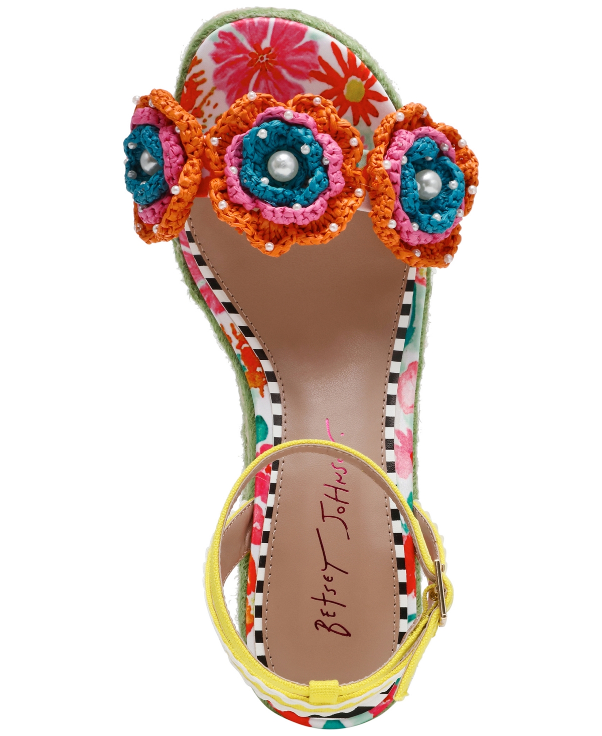 BETSEY JOHNSON WOMEN'S MARABELA MACRAME PLATFORM WEDGE SANDALS 
