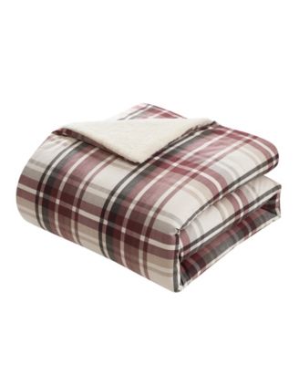 Plaid Brushed Flannel and Sherpa 3-Pc. Comforter Set, Full/Queen