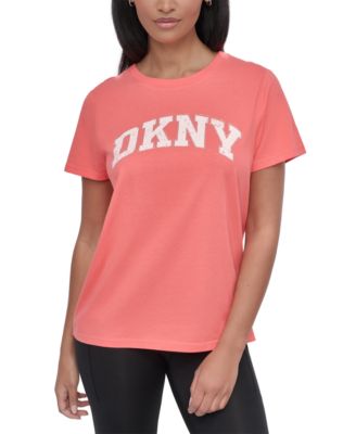 Women's Active Rhinestone-Logo Distressed Crewneck Cotton T-Shirt