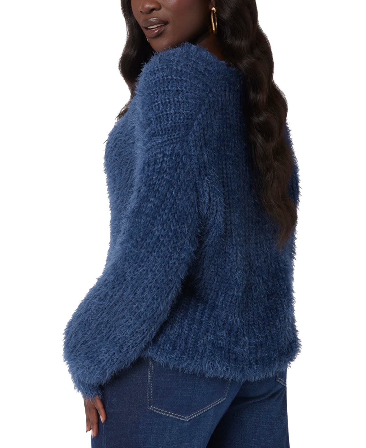 GUESS WOMEN'S NATSUMI EYELASH-TEXTURE V-NECK SWEATER 