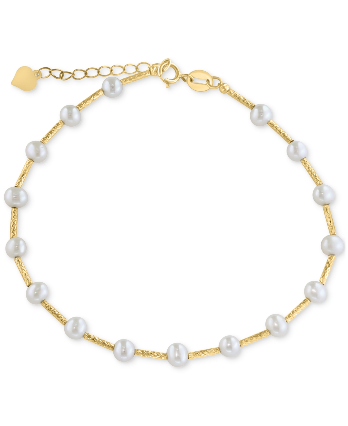 Effy Cultured Freshwater Pearl (4mm) Textured Link Bracelet in 14k Gold - Gold
