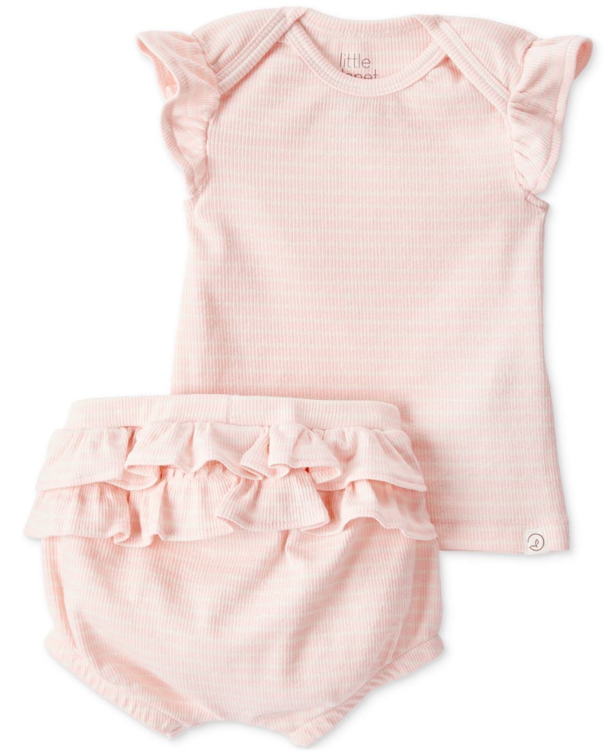 Carter's Little Planet By  Baby Girls 2-pc. Organic Cotton Top & Shorts Knit Set In Pink Stripes