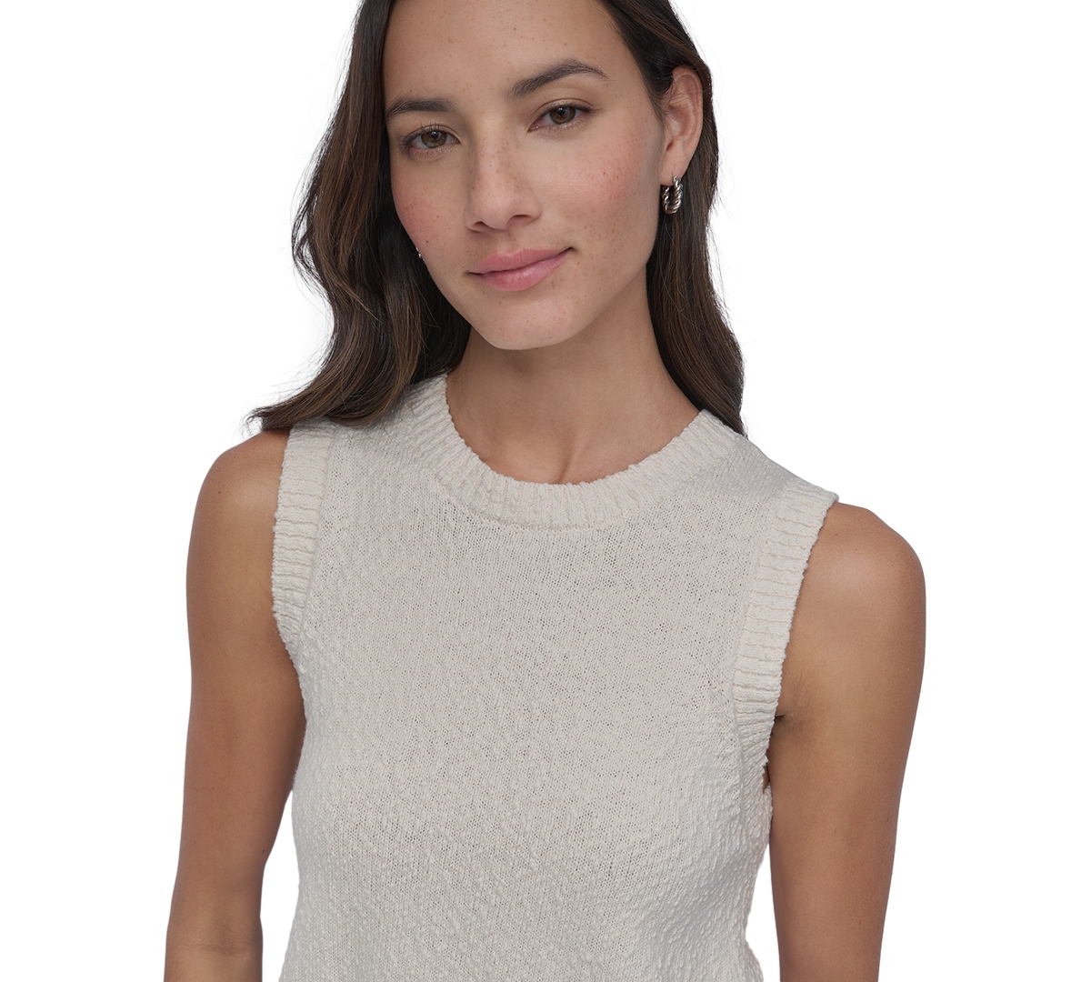 DKNY JEANS WOMEN'S COTTON BOUCLE SLEEVELESS SWEATER 