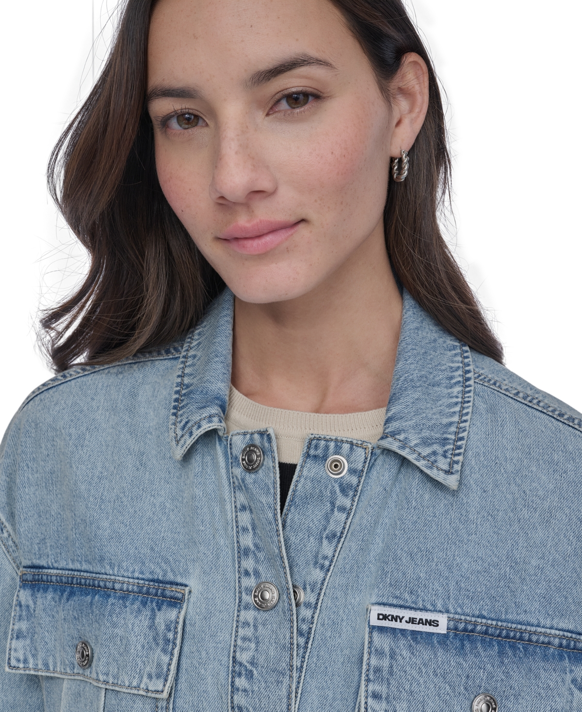 DKNY JEANS WOMEN'S UTILITY POCKET DENIM JACKET 
