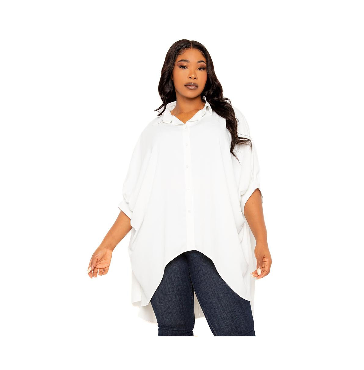 Shop Buxom Couture Women's Plus Size Flowy Hi-lo Blouse In White