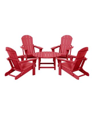 5-Piece HDPE Folding Adirondack Chair Outdoor Patio Conversation Set