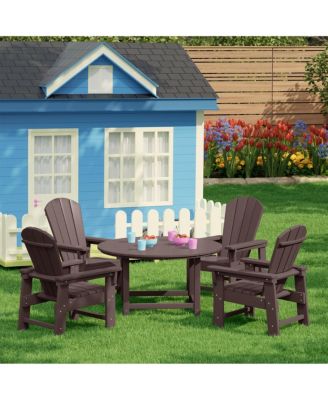Kids 5-Piece HDPE Outdoor Patio Round Dining Table and Chairs Set