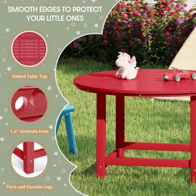 Kids 5-Piece HDPE Outdoor Patio Round Dining Table and Chairs Set