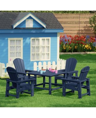 Kids 5-Piece HDPE Outdoor Square Patio Dining Table and Chairs Set