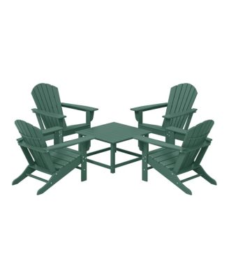5-Piece Outdoor Patio HDPE Adirondack Chair With Square Coffee Table Conversation Set