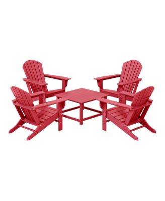 5-Piece Outdoor Patio HDPE Adirondack Chair With Square Coffee Table Conversation Set
