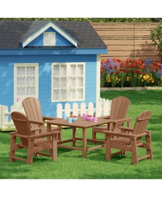 Kids 5-Piece HDPE Outdoor Square Patio Dining Table and Chairs Set